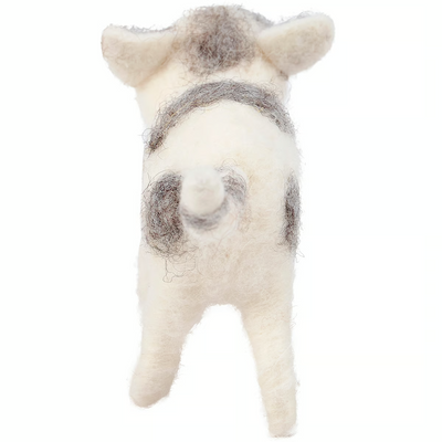 Grey and White Cat with Flower Bag Felt Critter