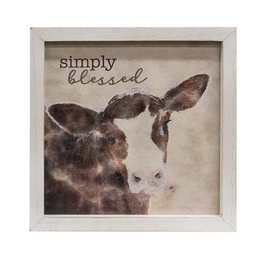 💙 Simply Blessed Calf Framed 11.75" Sign