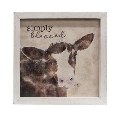 💙 Simply Blessed Calf Framed 11.75" Sign