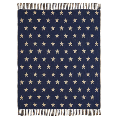 Americana Navy and Khaki Jacquard Stars Woven Double Sided Throw
