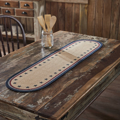 Americana Stencil Stars 48" Oval Table Runner