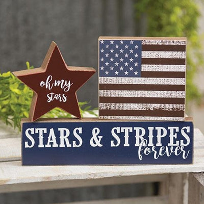 Oh My Stars Stars & Stripes Forever Blocks Set of 3 Americana