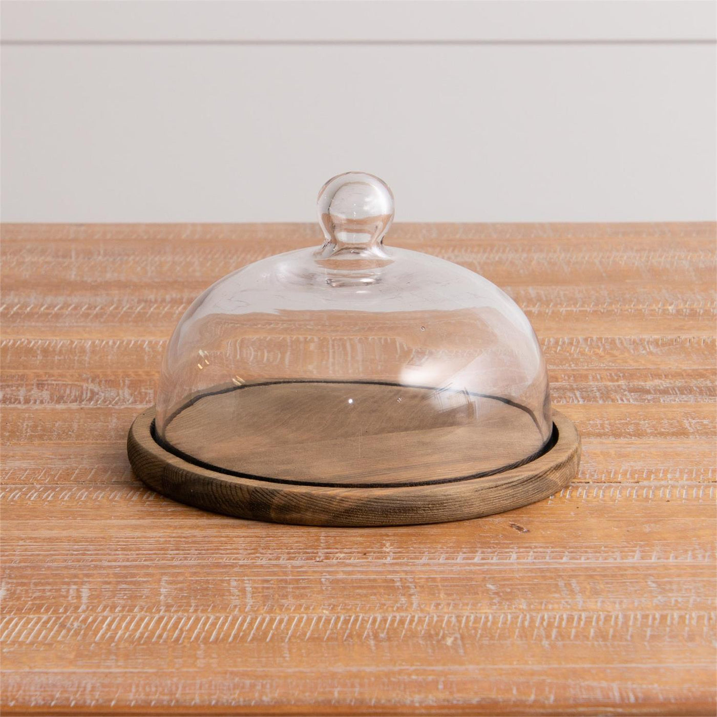 Glass Cloche With Wood Base 5.75" H