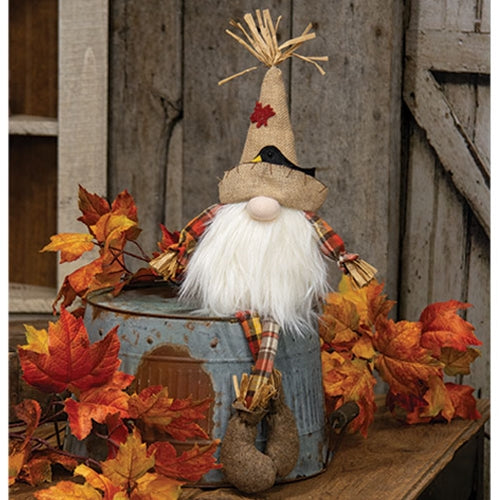 Scarecrow Gnome with Crow Hat and Dangle Legs 15.5" H