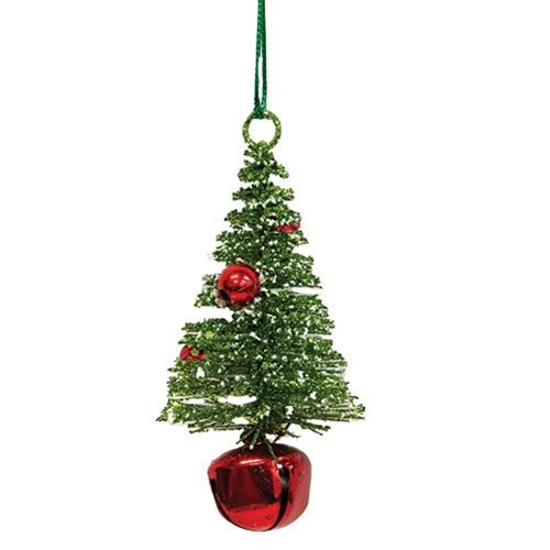 💙 Merry Fairy Bottlebrush Tree on Bell Ornament 5" H
