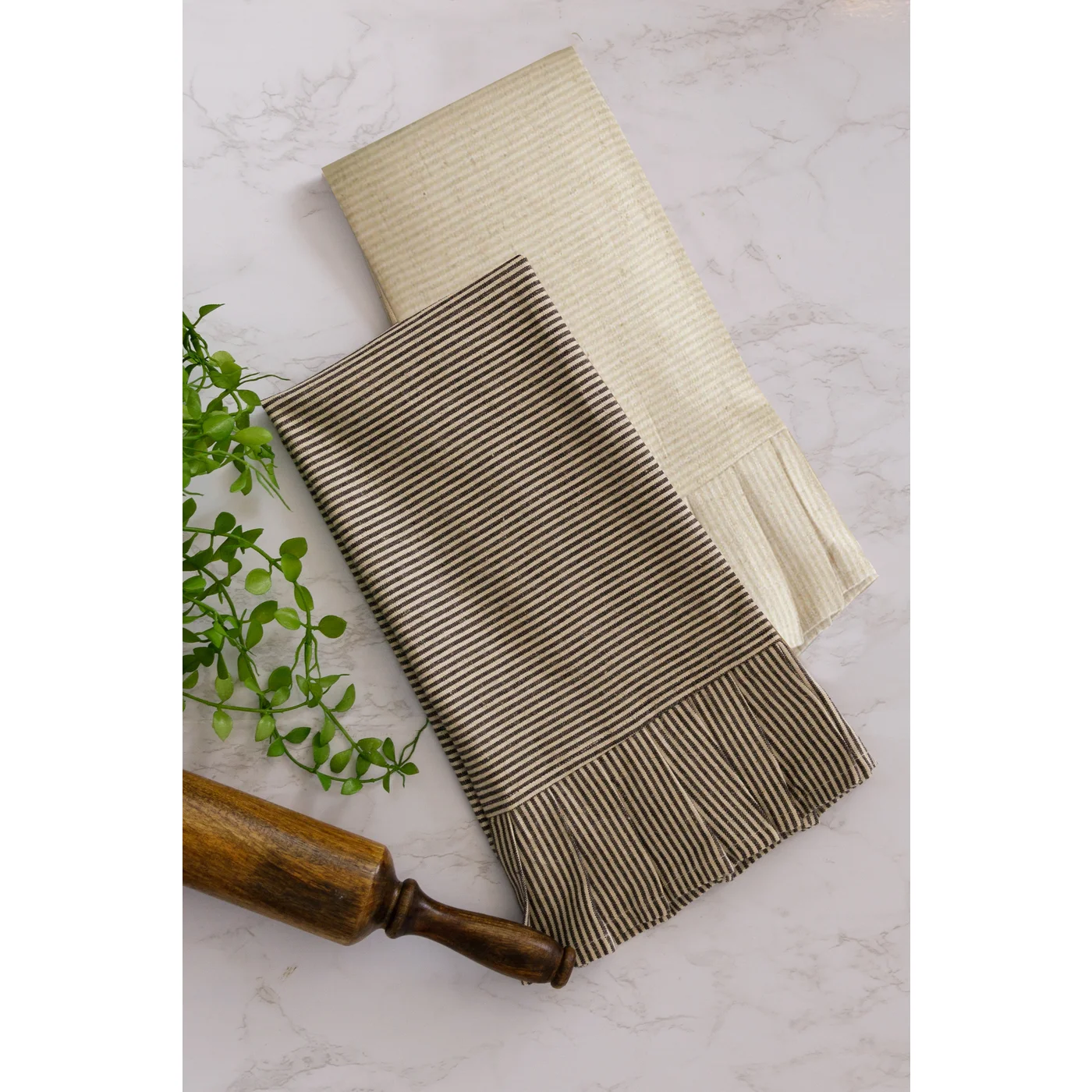 Black And Cream Ticking Stripe Tea Towels