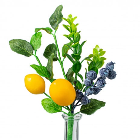 Blueberries and Lemons with Greenery 10" Faux Pick