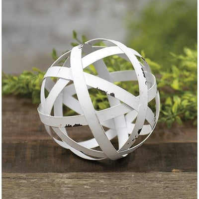 💙 Cream Metal Band 4" Sphere Decorative Ball