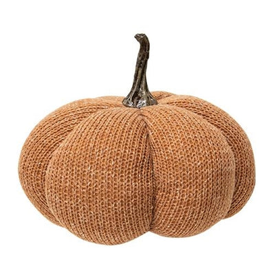 Burnt Orange Knit Pumpkin Large 8" H