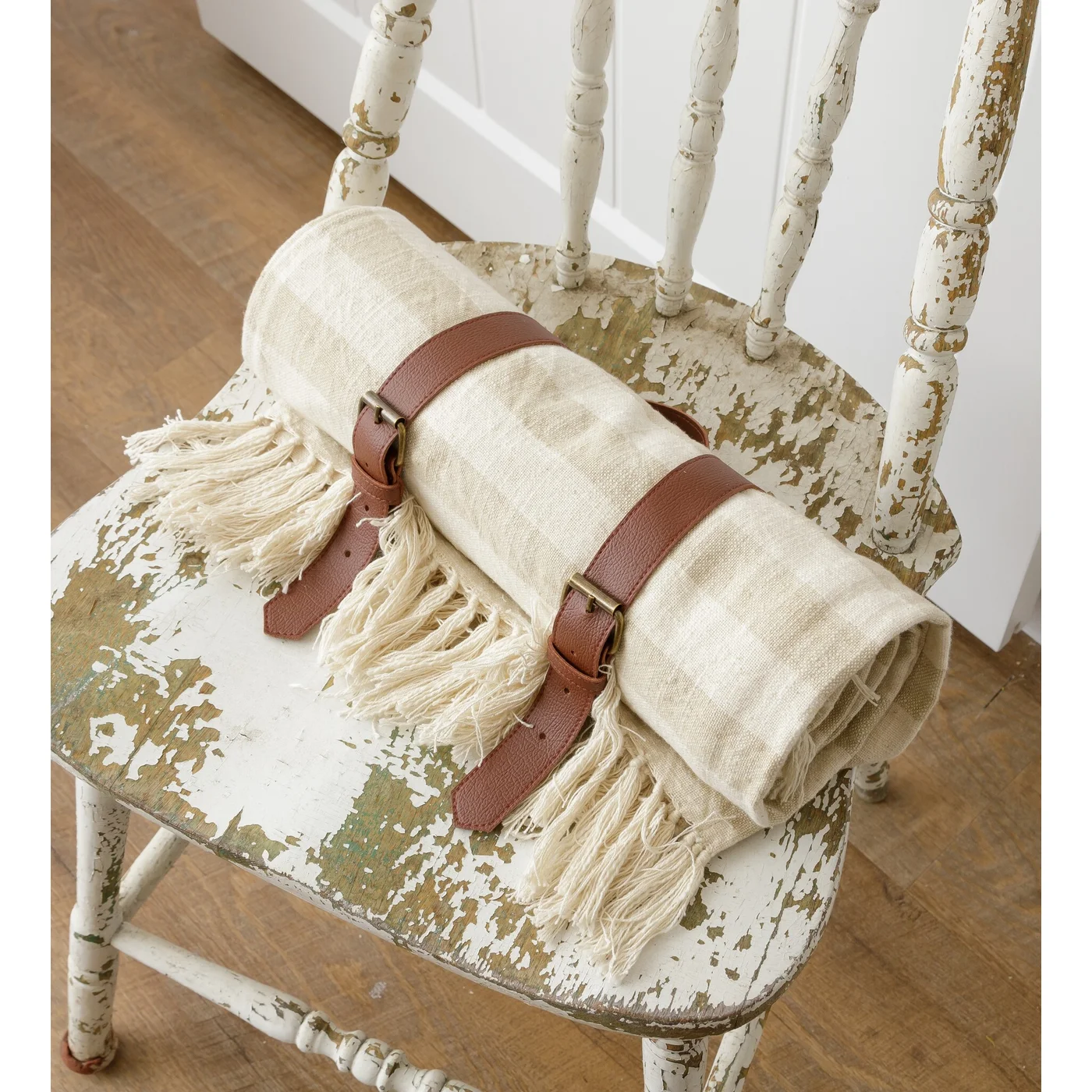 Cream and Natural Stripes Carry Along Throw