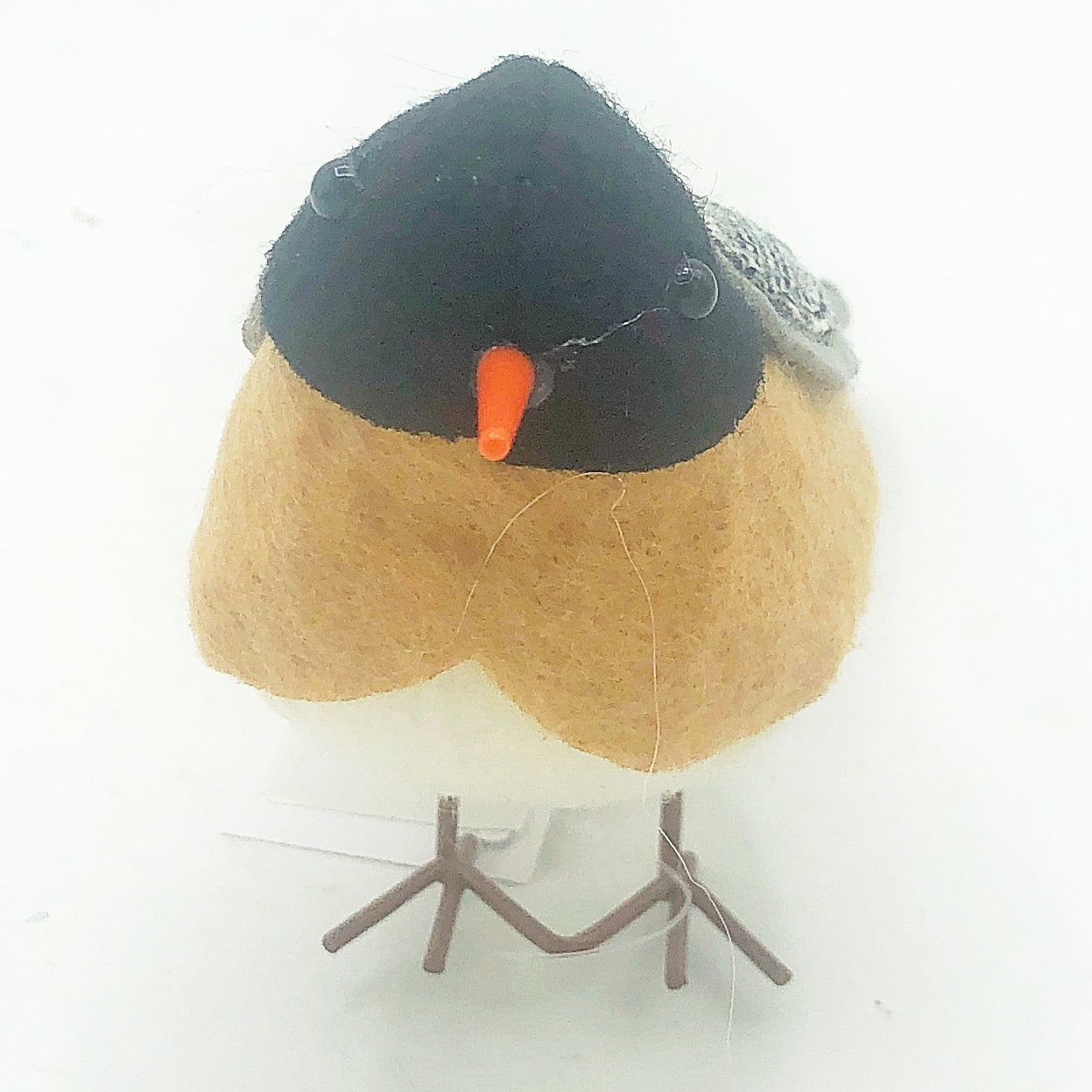 🎄💙 Tan and Black Plaid Bird Felt Figure