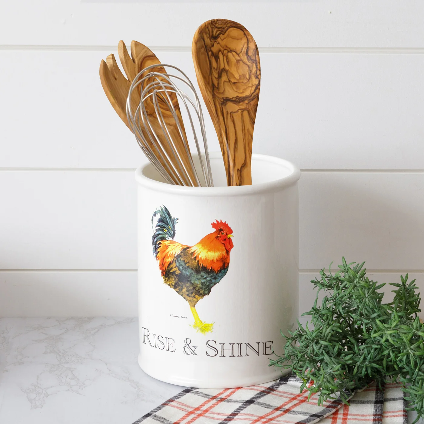 Rise & Shine Rooster Ceramic Crock