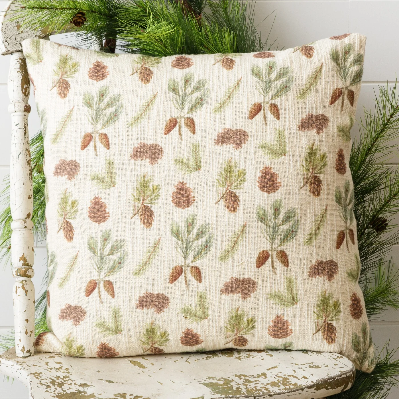 Pinecones and Evergreens 18" Christmas Pillow