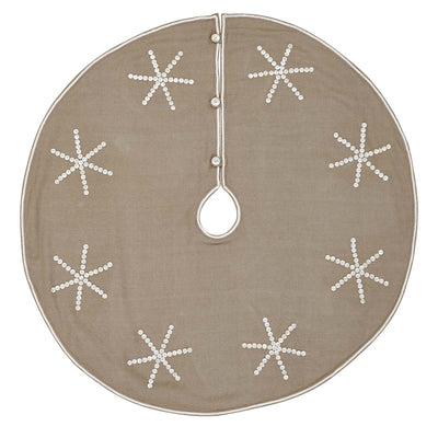 Pearly Button Snowflake Christmas Tree Skirt 48" Diameter
