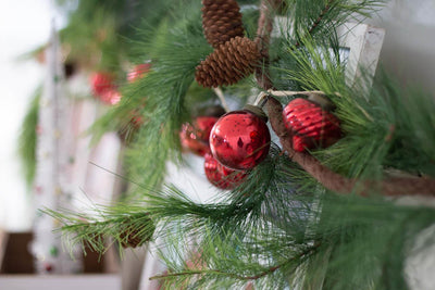 Red Mercury Glass Ornament 77" Garland