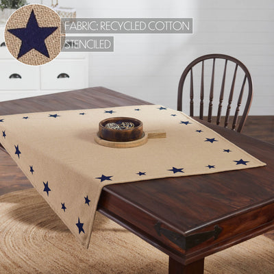 Natural with Navy Blue Stars 40" Table Topper