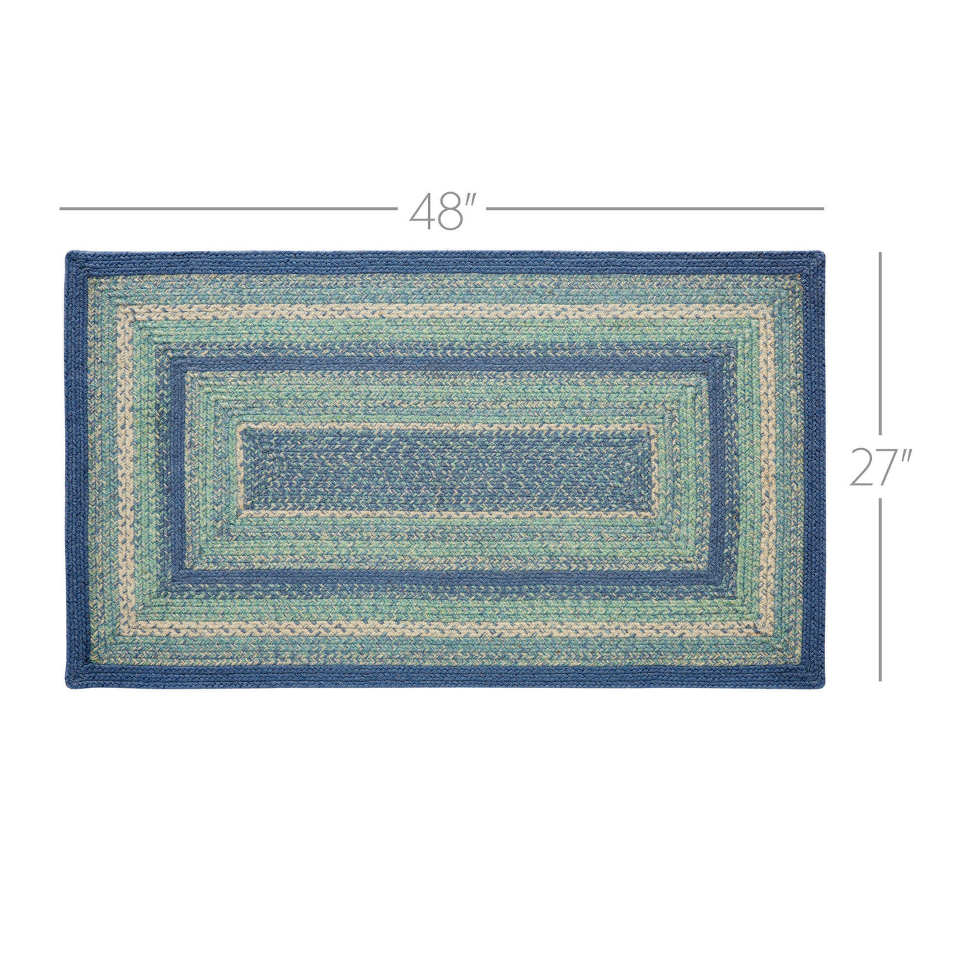 Jolie Jute Blue Shades Rectangular Rug With Pad 27" x 48"