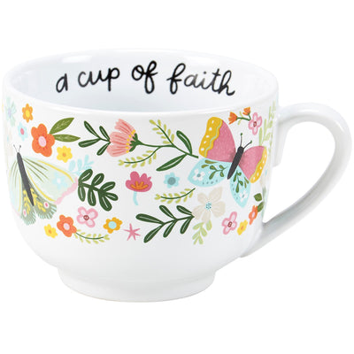 A Cup Of Faith 20 oz Floral Mug