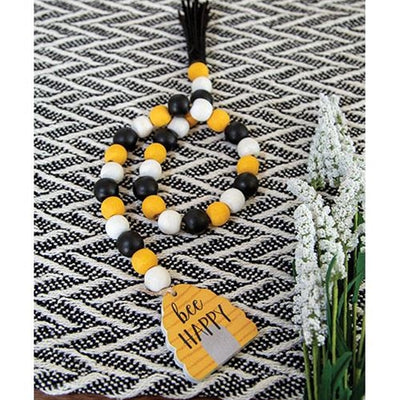 🫐 BLUEBERRY DAYS 💙 Bee Happy Beehive Yellow Black White Farmhouse Bead Garland