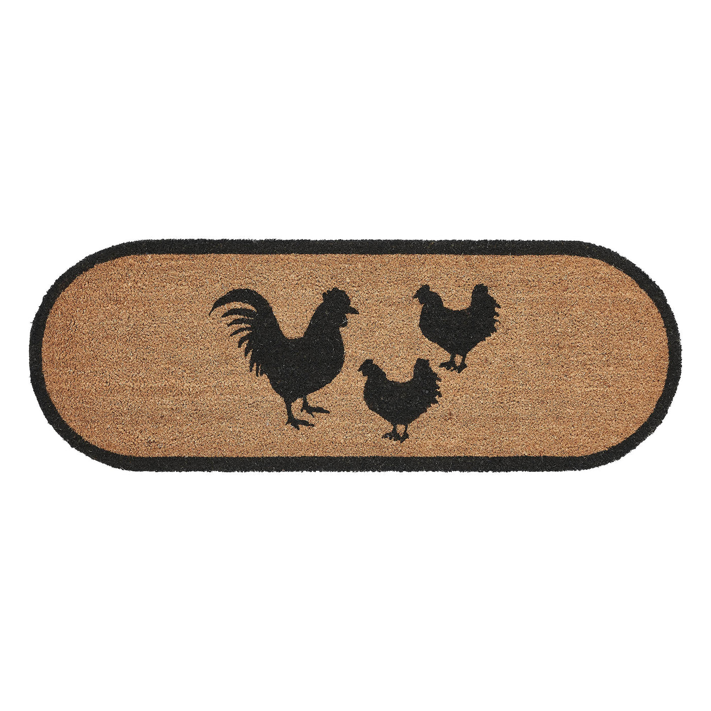 Rooster & Hens Coir Oval Rug 17" x 48"