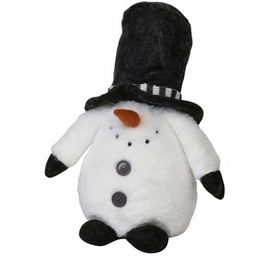Todd the Snowman in Black Top Hat Snowman Fabric Figure 12" H