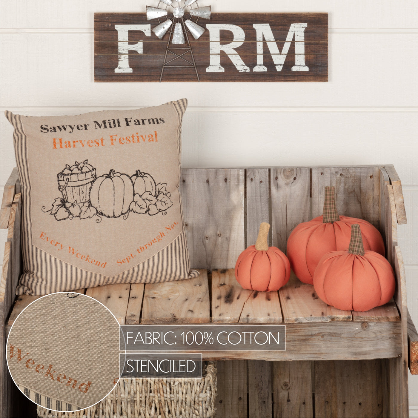 Sawyer Mill Charcoal Harvest Festival 18" Fall Accent Pillow