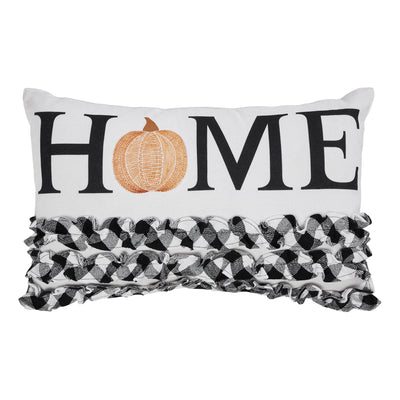 Annie Black Check Home Pumpkin Ruffle Accent Pillow