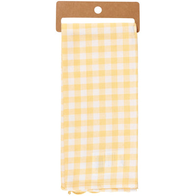 Flower Bunnies Yellow Gingham Kitchen Towel