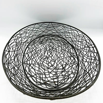 💙 Rustic Wire Open Weave Oval Low Basket 18"