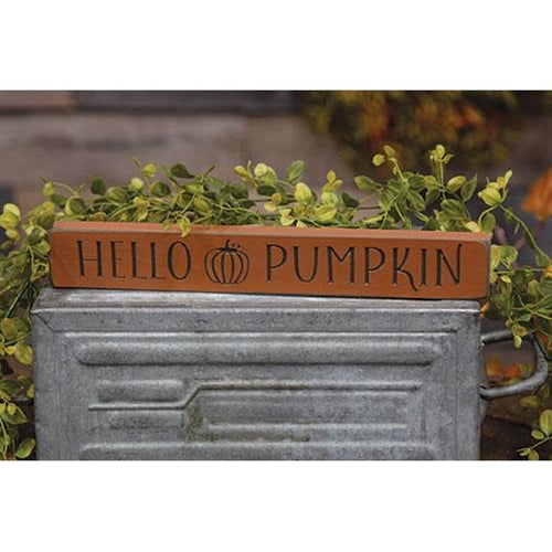 Hello Pumpkin 12" Engraved Wooden Block Sign