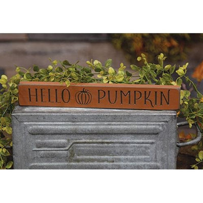 Hello Pumpkin 12" Engraved Wooden Block Sign