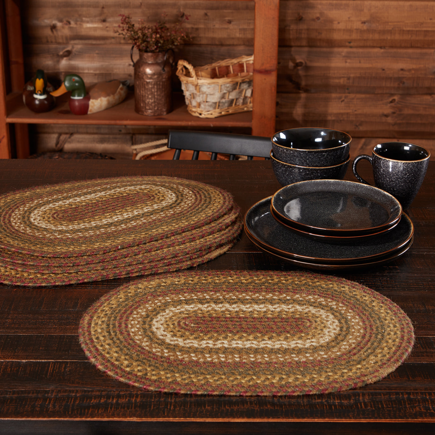 Set of 6 Tea Cabin Jute Placemats 12'' x 18''