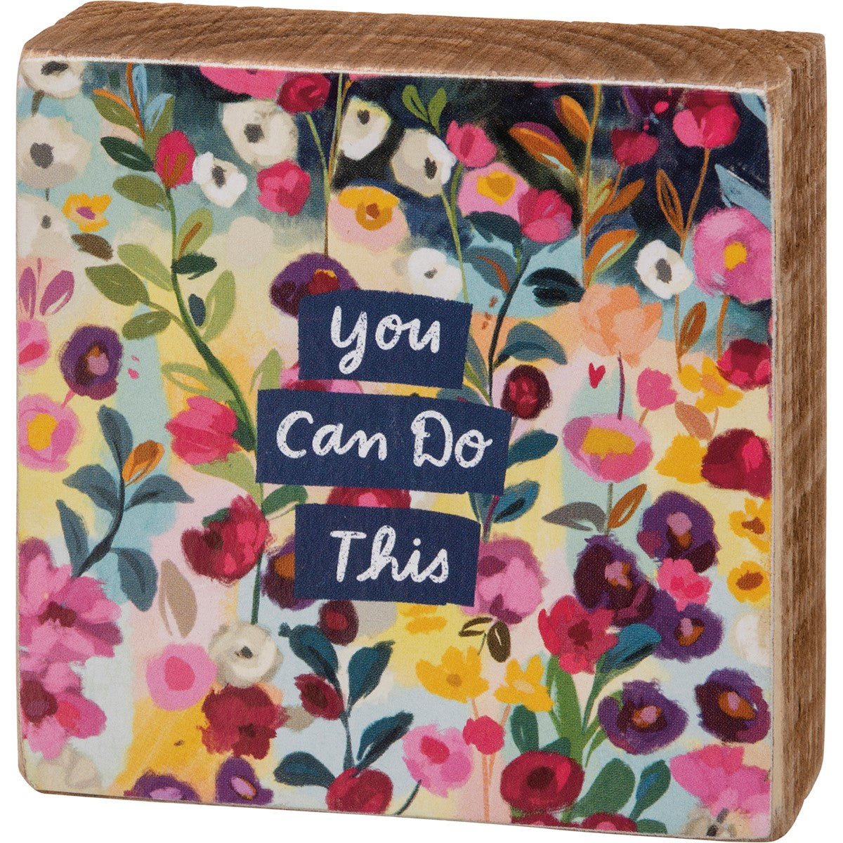 You Can Do This Floral 3" Mini Block Sign