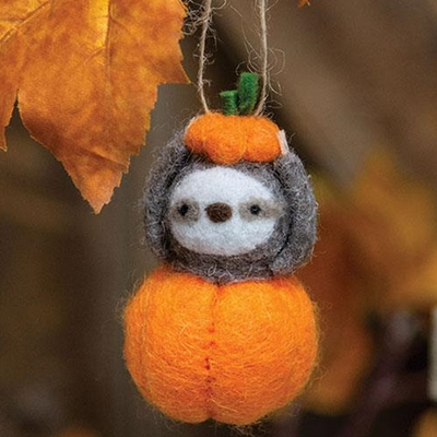 Pumpkin Sloth Felt Fall Ornament