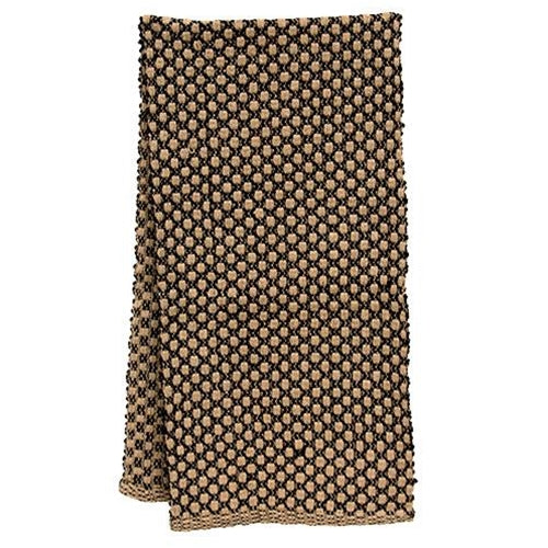 Table Runner Black & Tan Cottage Weave 72" extra long