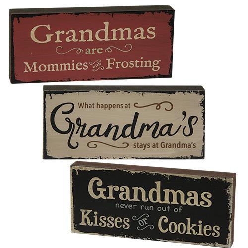 Set of 3 Grandma Themed Mini Stacking Block Signs