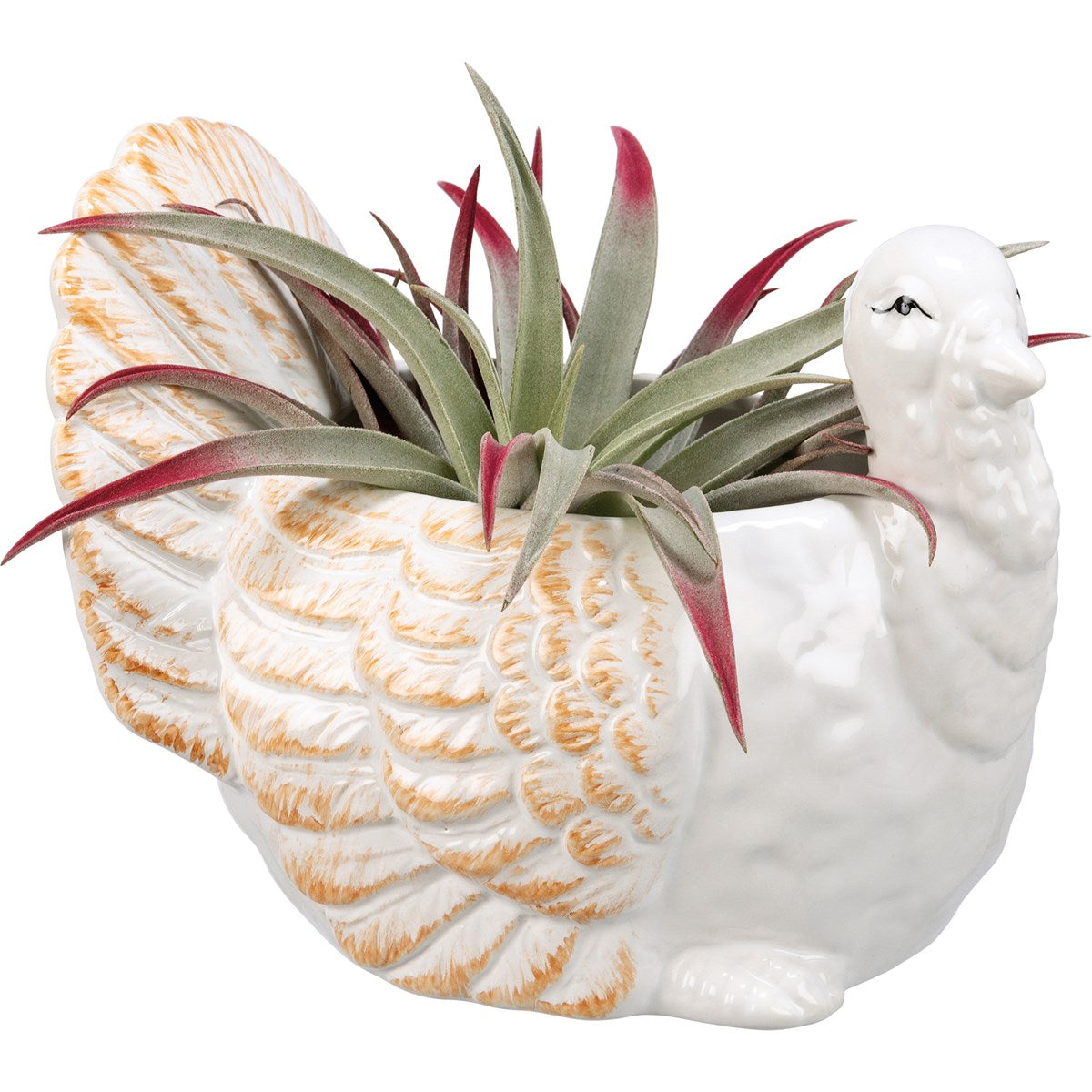 Turkey Shaped White Glazed Ceramic Planter