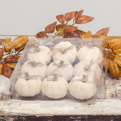 Set of 9 Creamy Soft Fabric Pumpkins