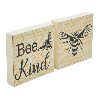 Set of 2 Buzzy Bees Bee Kind 5" Block Signs
