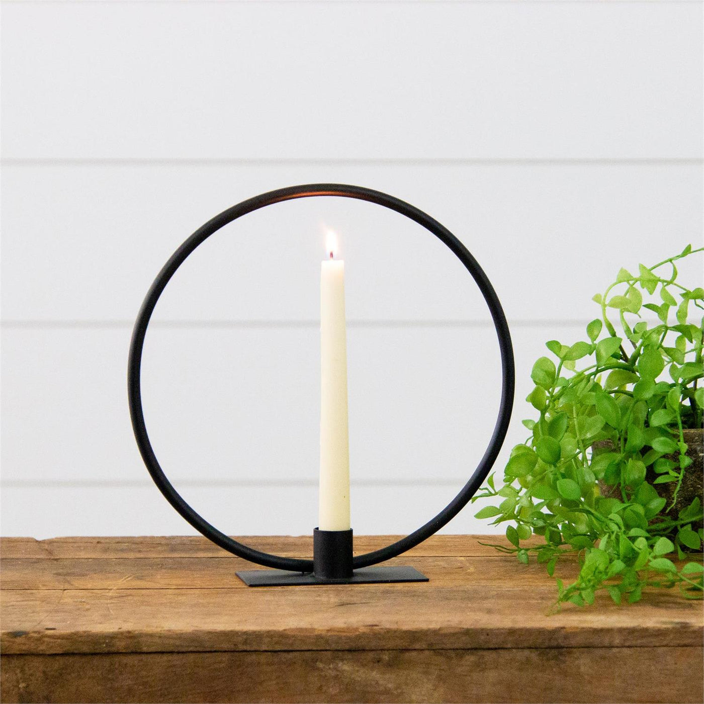 Round Black Iron 10" Taper Candle Holder