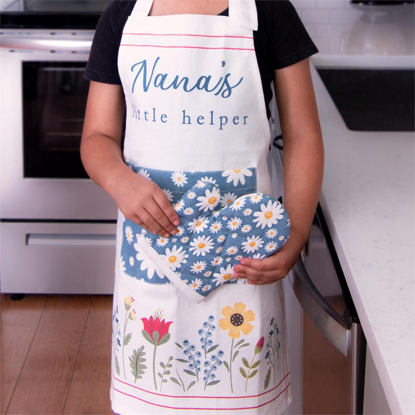 Nana's Little Helper Child's Apron and Oven Mitt Set