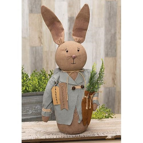 Lucas Spring Bunny With Pair of Carrots Fabric Figure 19.5"