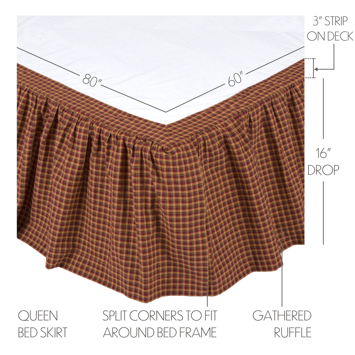 Patriotic Patch Queen Bed Skirt