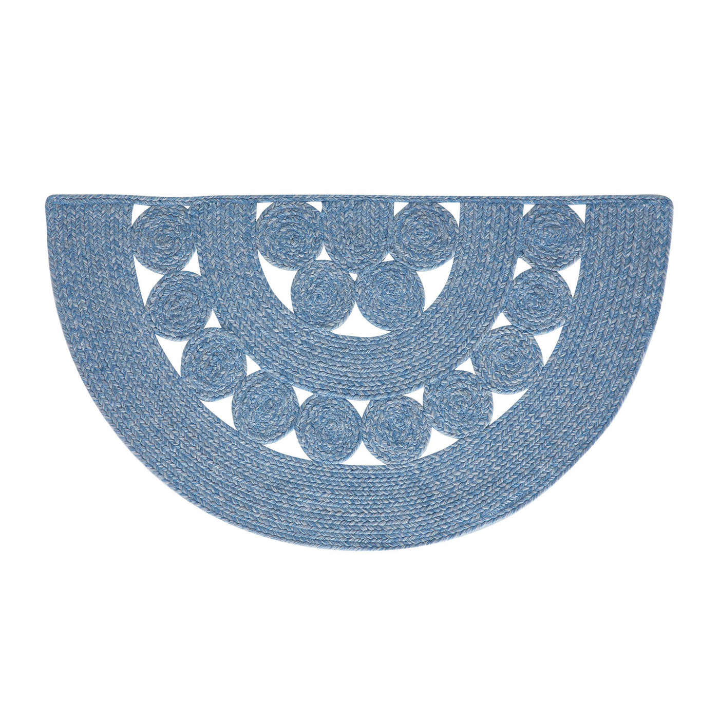 Celeste Blended Blue Indoor/Outdoor 36" Half Circle Rug