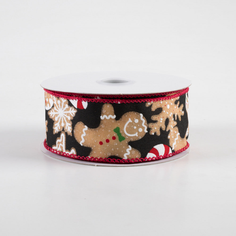 HAPPY BIRTHDAY🎂 Gingerbread Cookies Candy Cane Ribbon: Black 1.5" x 10 Yards