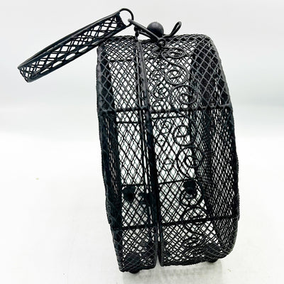 Black Metal Mesh Purse Shaped Container