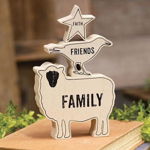 💙 Set of 3 Faith Family Friends Animals Stacking Blocks