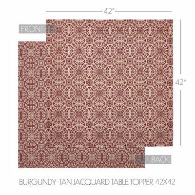 Custom House Burgundy Tan Jacquard 42" Square Table Topper