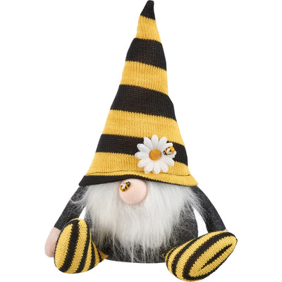 Gnome With Bee Black and Yellow Fabric Sitter