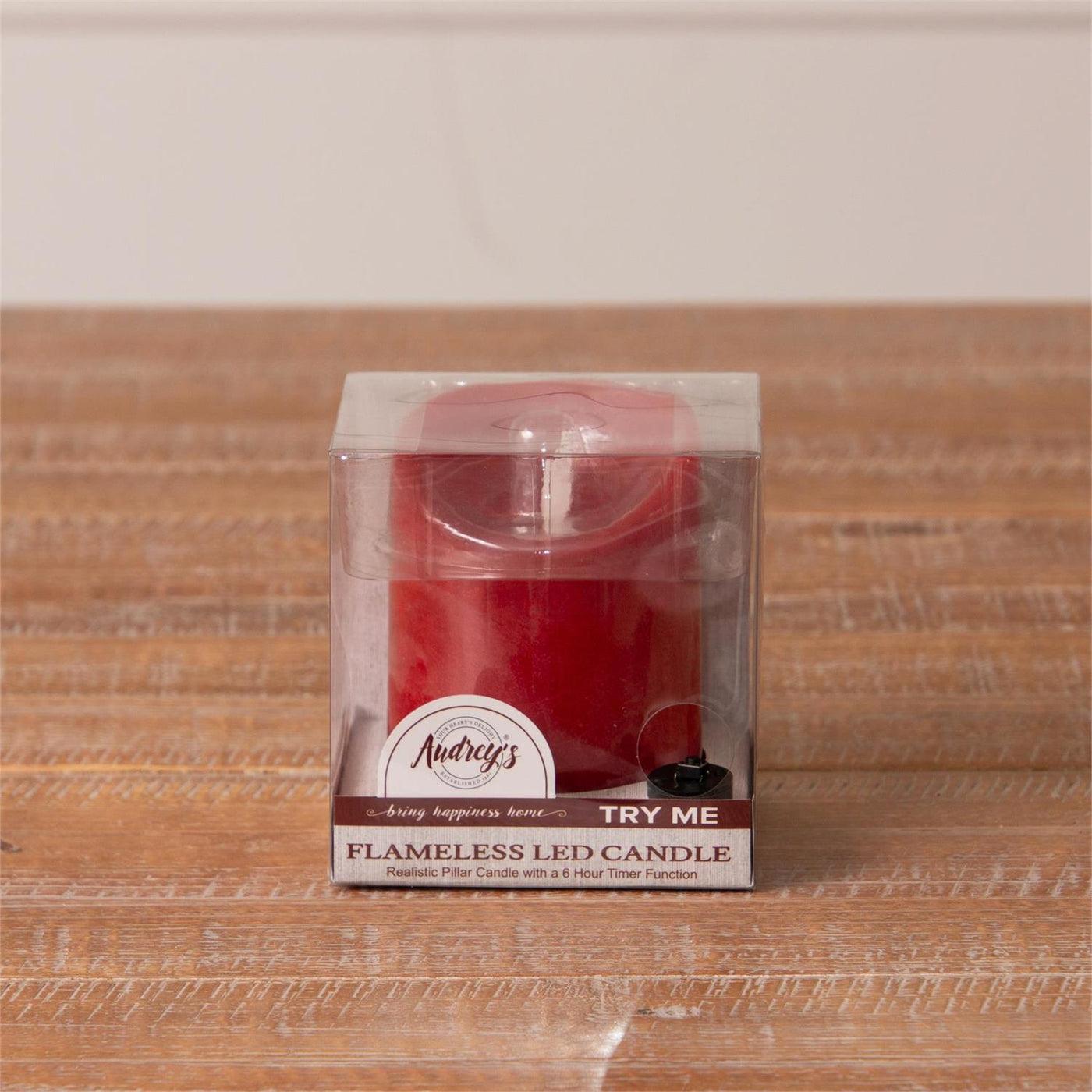 Red LED Flickering 4" H Pillar Candle